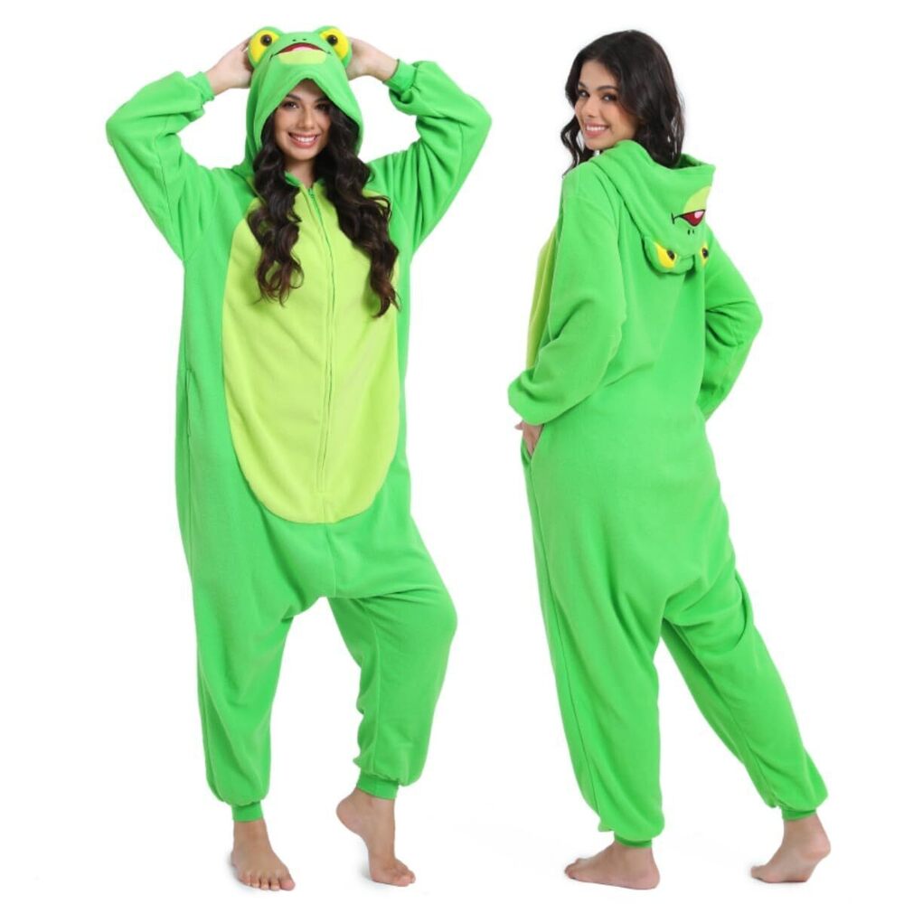 7084 Adult Frog Onesie Animal Pajamas Halloween Cosplay Costume One Piece